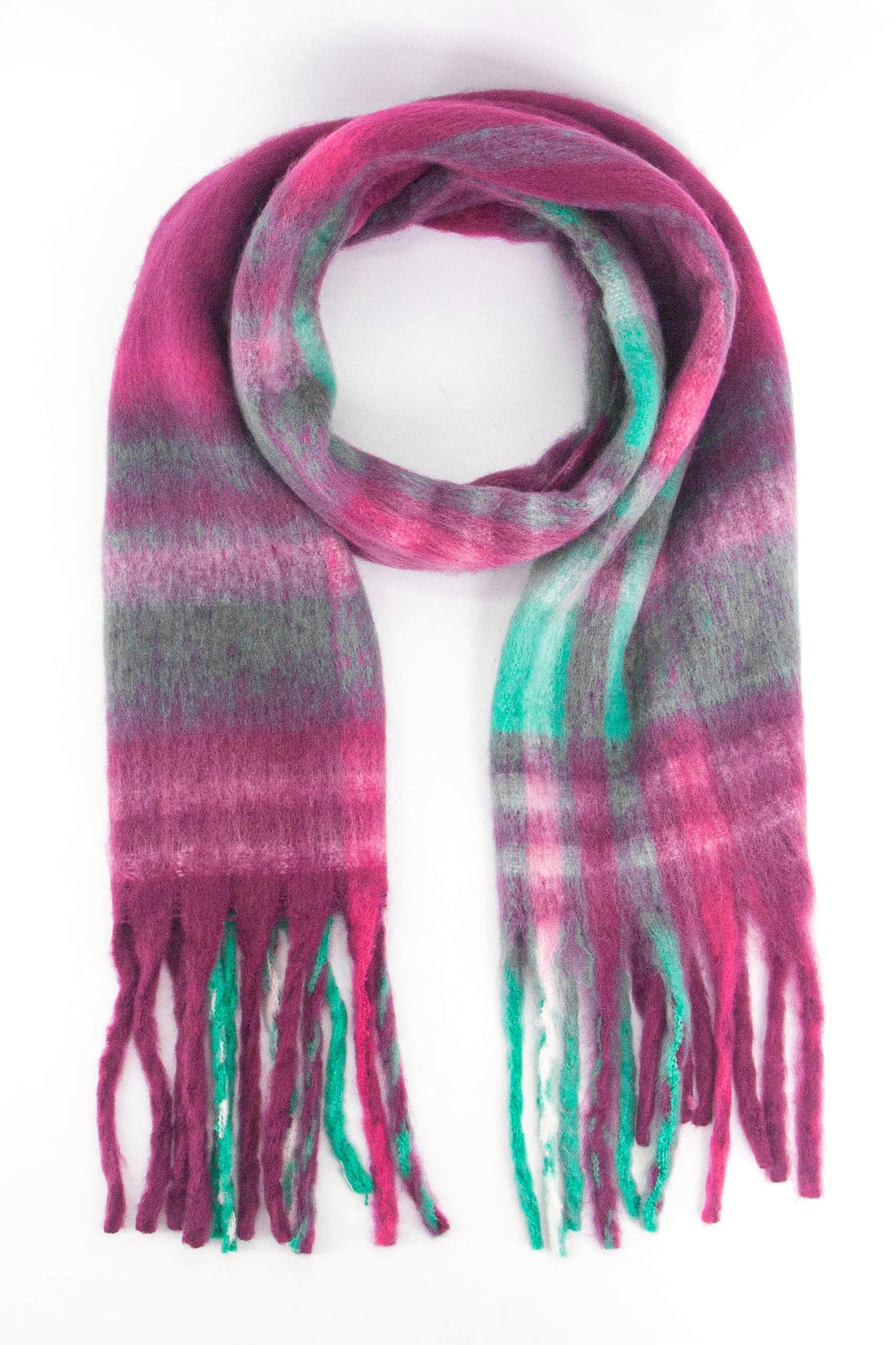 Amy Heavyweight Scarf Raspberry Small Check