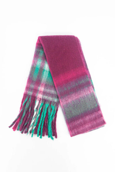 Amy Heavyweight Scarf Raspberry Small Check