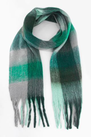 Allie Heavyweight Scarf  Teal Colour Block