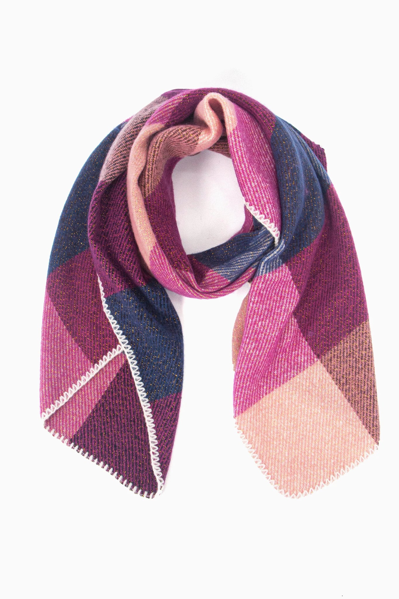 Logan Heavyweight Scarf Blue and Fuchsia Large Check