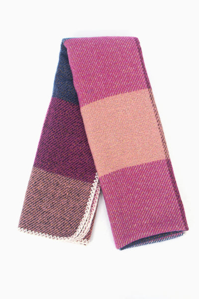 Logan Heavyweight Scarf Blue and Fuchsia Large Check