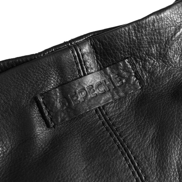 Shopper Style Leather Bag in Black and Brandy