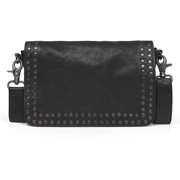 Cross Body Leather Bag in Vintage Cognac and Black