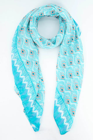 Retro Fan Print with Zig Zag Border in 3 Colourways