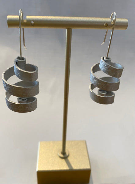 Curled Drop Earring in Silver & Copper