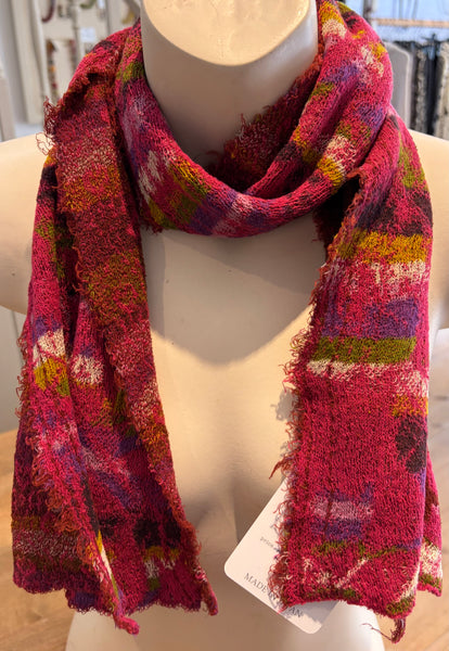 Japanese Pure Cotton Scarf in Red Multi