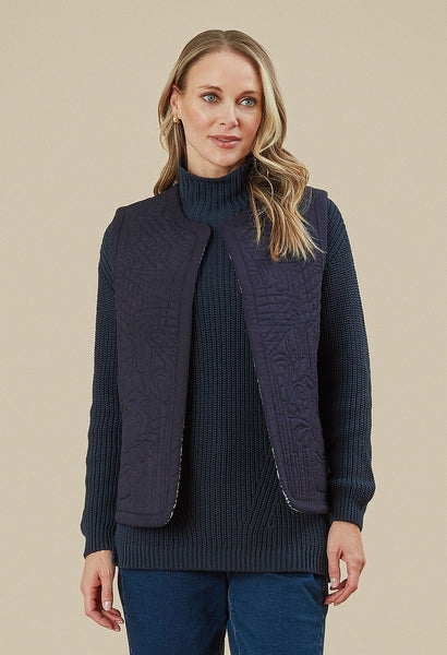 Ada Reversible Waistcoat in Marine Navy Blazer