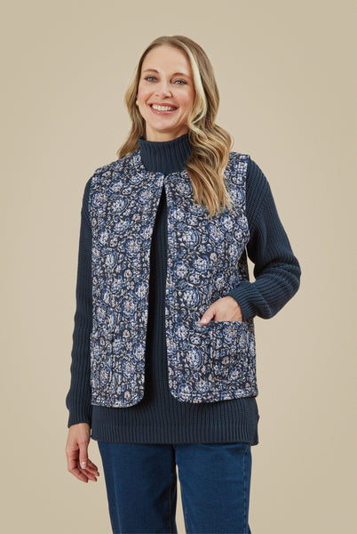 Ada Reversible Waistcoat in Marine Navy Blazer