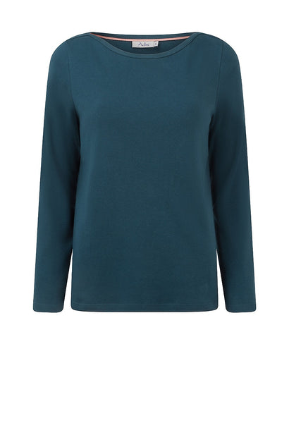 Veesha Top Brushed Interlock Deepest Teal and Tea