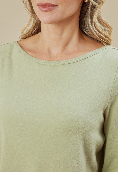 Veesha Top Brushed Interlock Deepest Teal and Tea