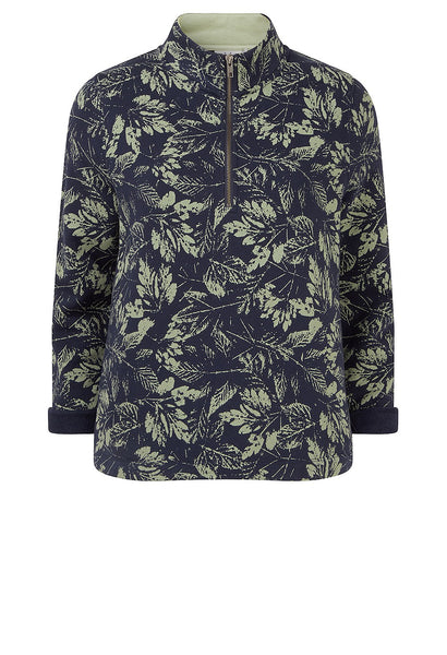 Noia Printed Sweatshirt Textured Leaf Navy Blazer