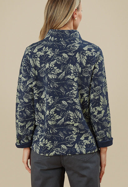 Noia Printed Sweatshirt Textured Leaf Navy Blazer