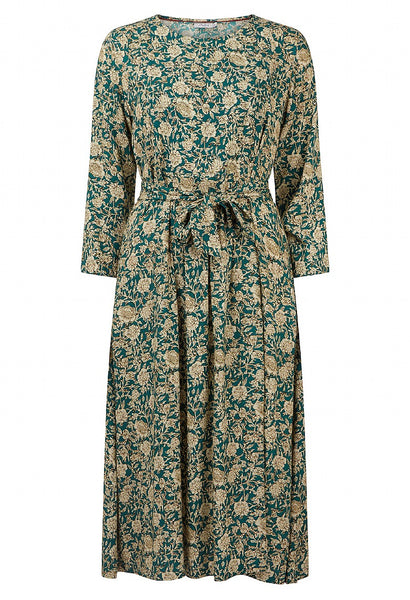 Delhi Dress Peony Print Shaded Spruce