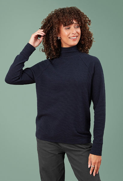 Ondine Top Slub Modal Jacquared Navy