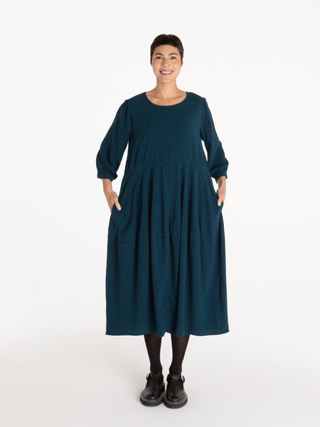 3/4 Sleeve Bubble Dress in Mini Check Seal