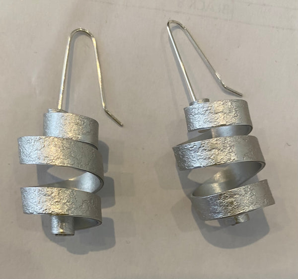 Curled Drop Earring in Silver & Copper