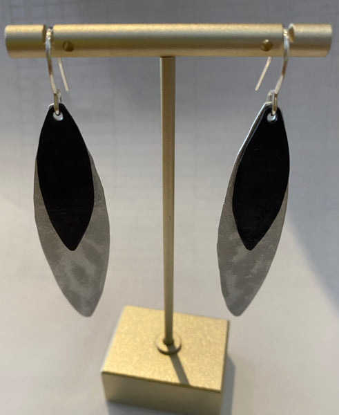 Leaf Earrings in Silver & Black and Blue & Green
