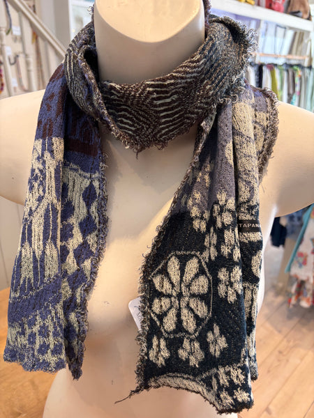 Japanese Pure Cotton Scarf in Navy