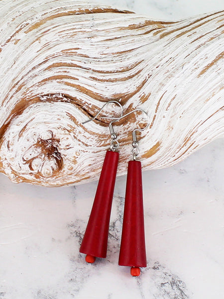 Wooden Cone Earrings in 3 Colourways