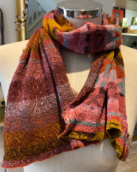 Japanese Pure Cotton Scarf in Pink Multi
