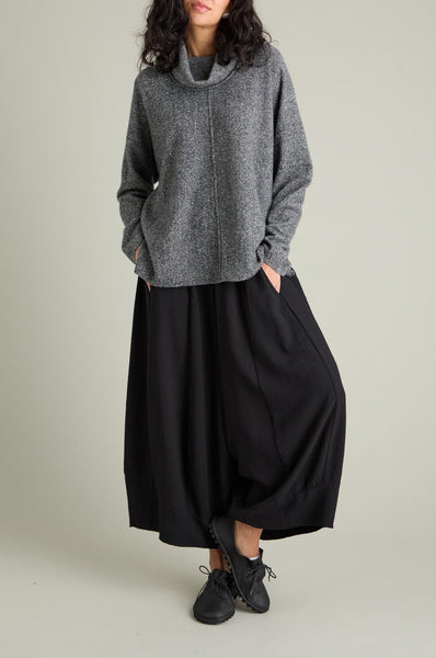 Merino Wool Cowl Neck Jumper Black/White