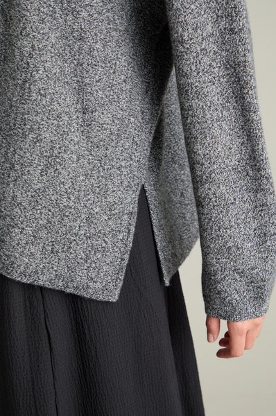 Merino Wool Cowl Neck Jumper Black/White