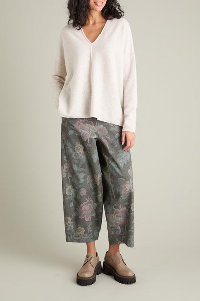 Merino Wool V Neck Jumper Ecru