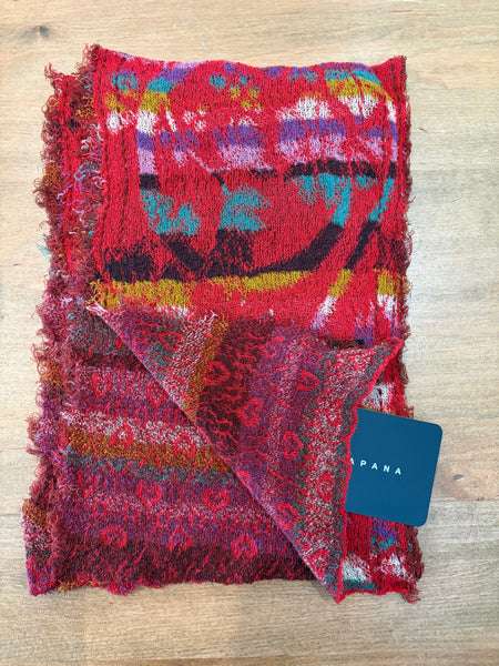 Japanese Pure Cotton Scarf in Red Multi