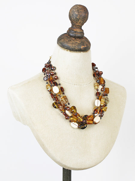 Mixed Glass Bead Cluster Necklace