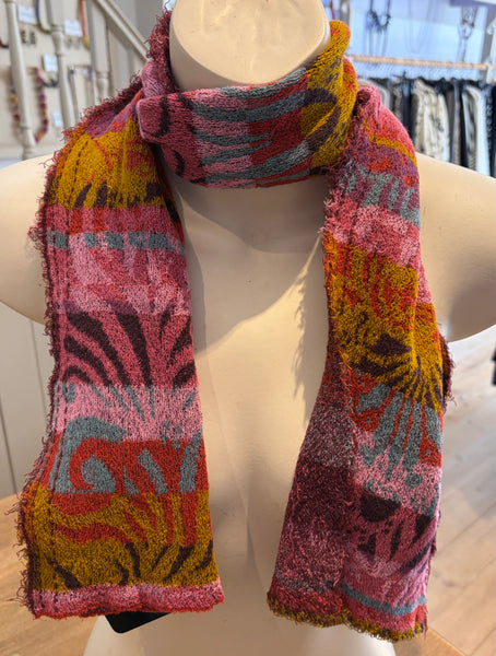 Japanese Pure Cotton Scarf in Pink Multi