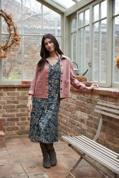 Evie Laundered Cotton Twill Jacket in Brick Dust and Tea