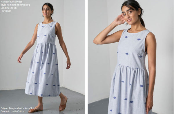 Fattima Dress in Navy Jacquard