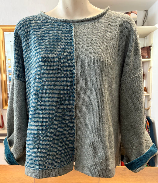 Aretha Striped Short Tunic Mint/Teal and Blackthorn/Shingle