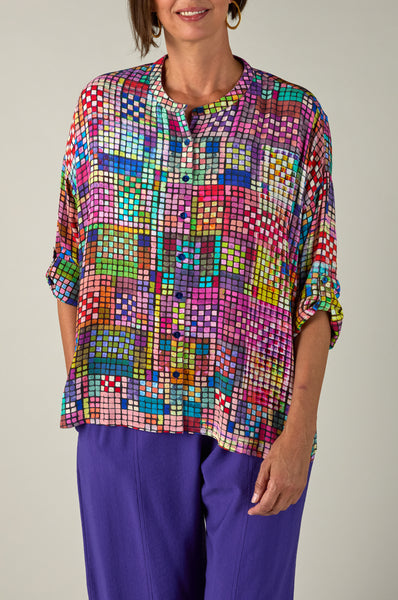 Coloured Glass Tiles Boxy Shirt Multi