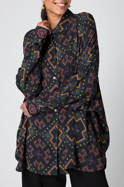 Pixilated Jacquard Print Shirt