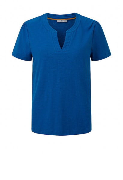 Flora Slub Tee Shirt in Ocean Blue and White