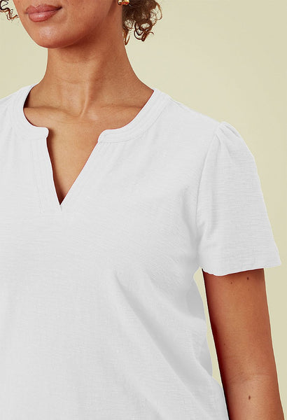 Flora Slub Tee Shirt in Ocean Blue and White