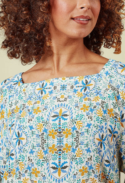 Cristina Top in Holiday Palm Multi