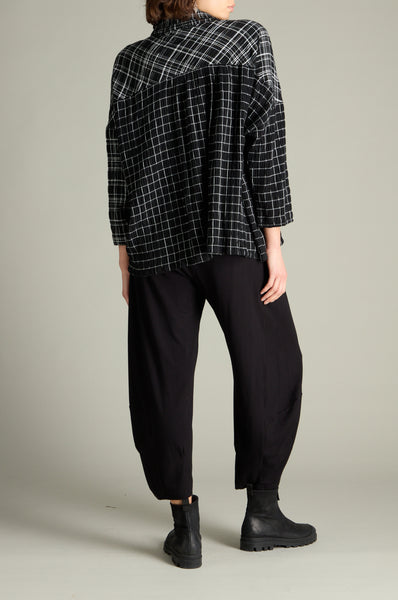 Window Crinkle Check Boxy Shirt in Black/White