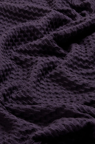 Waffle Textured Jersey Cowl Neck Top in Damson