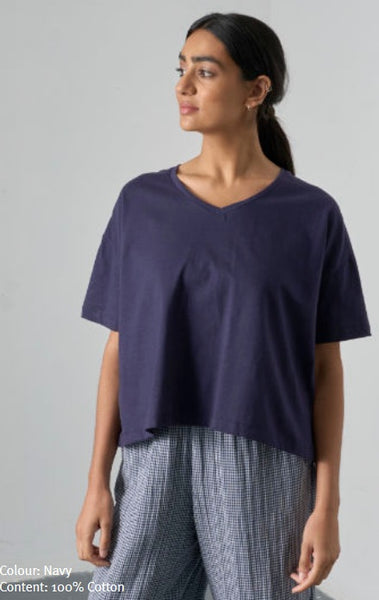 Lola Boxy Tee in Navy