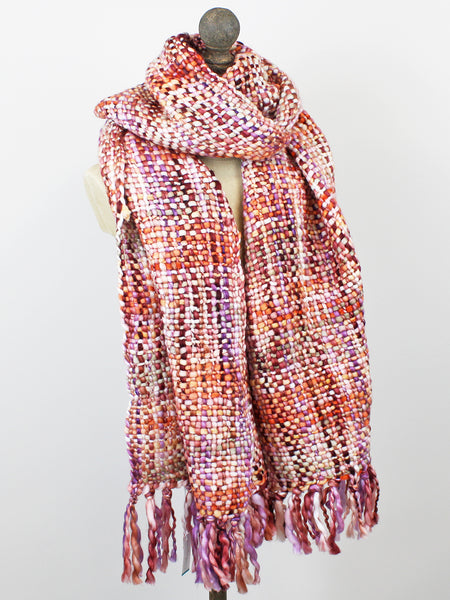 Hand Loomed Acrylic Scarves Greens, Pinks, Browns