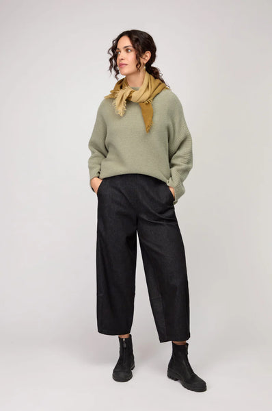 Stretch Denim Bubble Trouser in Black