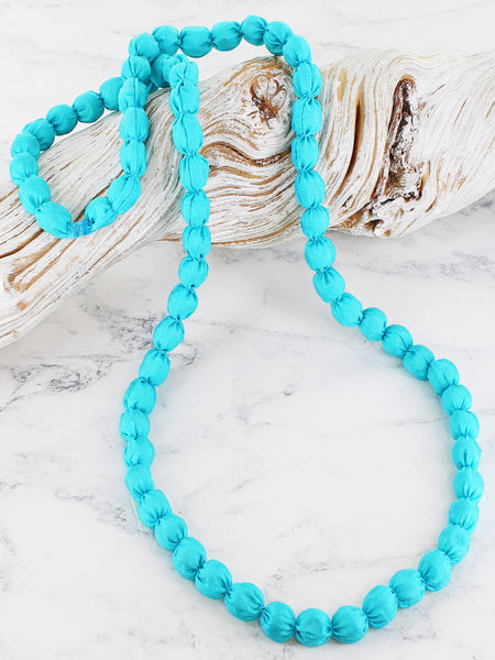 Long Fabric Ball Necklace Various Colours