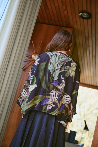 Orchid Black Crepe Kimono