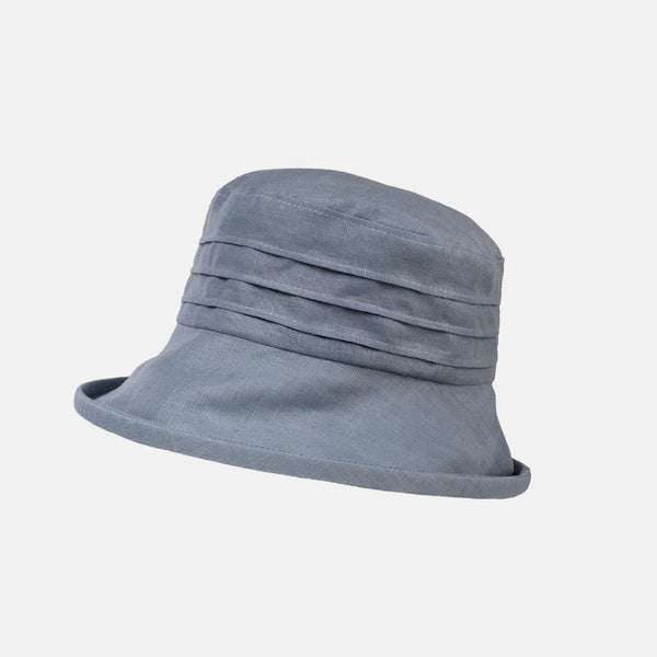Linen Pintuck Detail Hat in Pink & Blue Grey