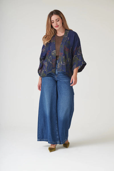 Parsley Seed Navy Wool Kimono