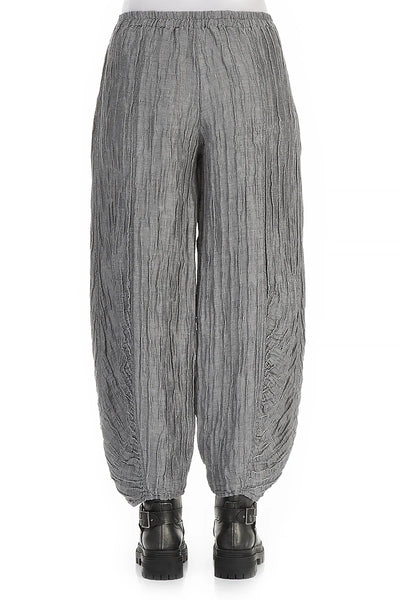 Crinkle Trousers in Silver Black