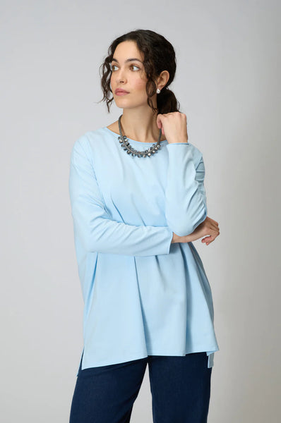 Cotton Jersey Relaxed Top in Sky Blue