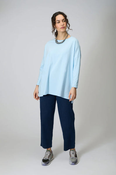 Cotton Jersey Relaxed Top in Sky Blue